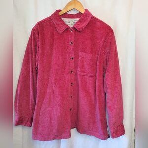 LL Bean Long Sleeve Lined Button Front Corduroy Shirt/Jacket. Women's Size Large